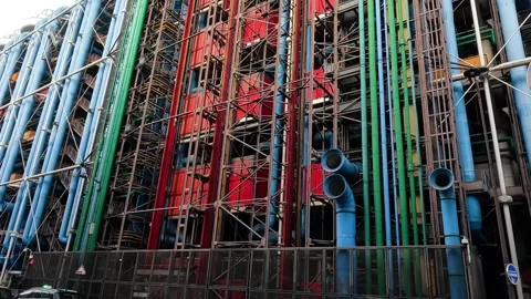 Colorful Facade of Centre Pompidou 스톡 동영상 295591564