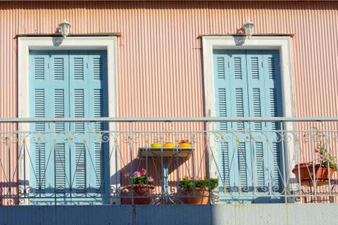 Colorful facade in Lefkada Stock Photos