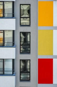 Colorful facade of the new building. Stock Photos