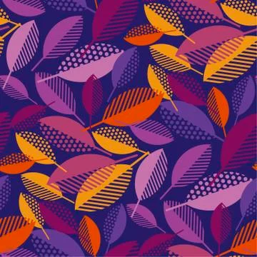 Colorful fall leaves seamless pattern Stock Illustration