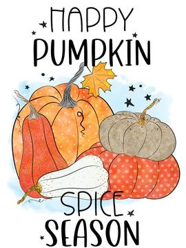 Colorful fall pumpkin composition, autumn decoration elements. 스톡 일러스트