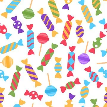 Colorful falling candy seamless pattern Stock Illustration