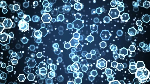 Colorful Falling Hexagon Particle Background Animation - Loop Blue Stock Footage 90122698