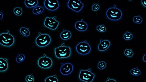 Colorful Falling Pumpkin Shapes - Loop Blue Video stock 77351877