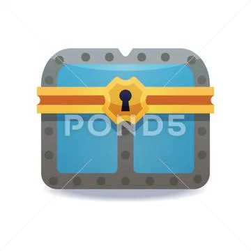 Colorful fantasy chest illustration. Assets set for game design and web app.. Stock Illustration