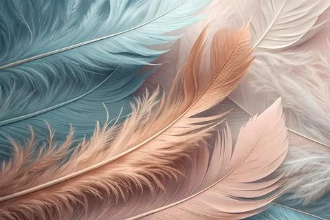Colorful feather abstract background, blues pinks Stock Photos