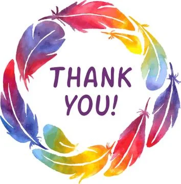 Colorful  feather circle inside write thank you vector image Stock Illustration