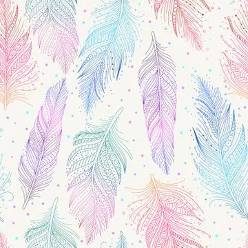 Colorful feathers pattern イラスト素材
