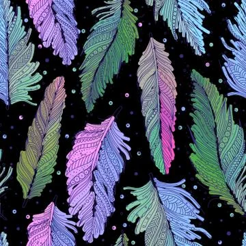 Colorful feathers pattern Illustrazione stock