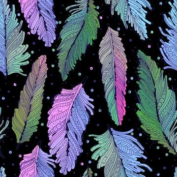 Colorful feathers pattern Illustrazione stock
