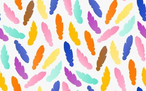 Colorful feathers vector silhouette pattern Illustrazione stock