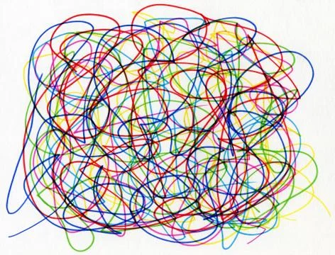 Colorful felt tip pen scribble on white paper. Ilustración de archivo