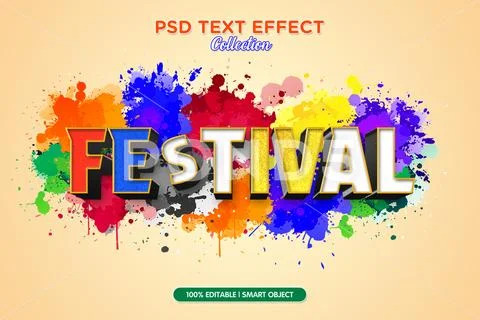 Colorful festival 3d text effect template PSD Template
