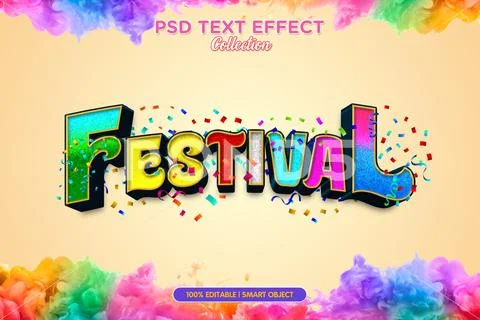 Colorful festival 3d text effect template Plantilla PSD