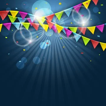 Colorful festive flags. Vector illustration with elements for celebrate. Stock Illustration