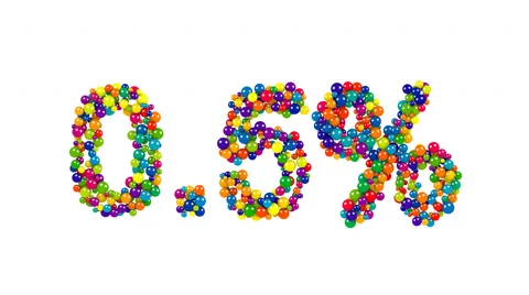 Colorful festive naught point five percent icon Stock Footage 68779964