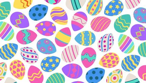 Colorful festive panoramic pattern Easter eggs - Vector Stock Illustration