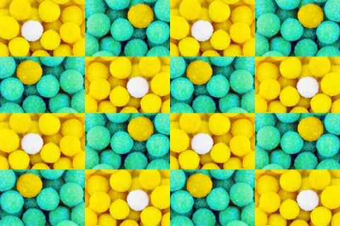 Colorful festive pattern background set of yellow candy pattern with white 스톡 사진