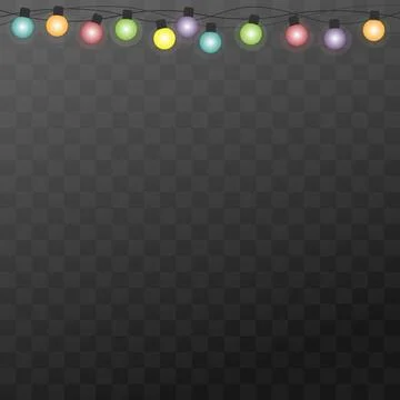 Colorful festive string lights on checkered background Stock Illustration