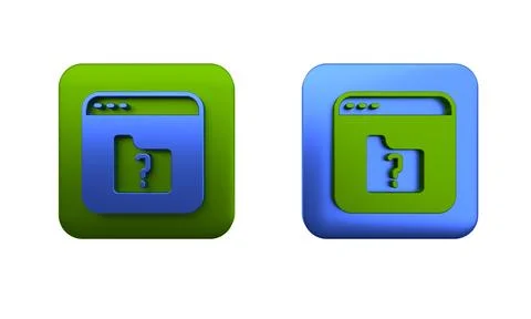 Colorful File missing icon isolated on white background. Square button. 3D .. Illustrazione stock