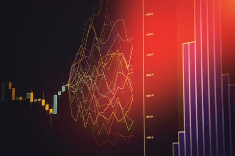 Colorful financial data visualization with graphs Stock Photos