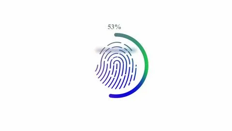Colorful fingerprint icon with progress loading bar on a white background. Stock Illustration