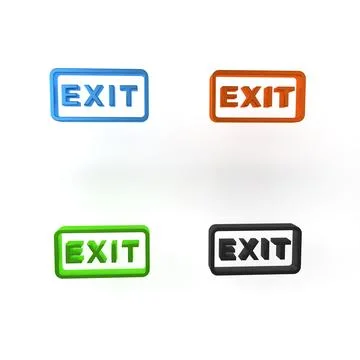 Colorful Fire exit icon isolated on white background. Fire emergency icon. .. Ilustración de archivo