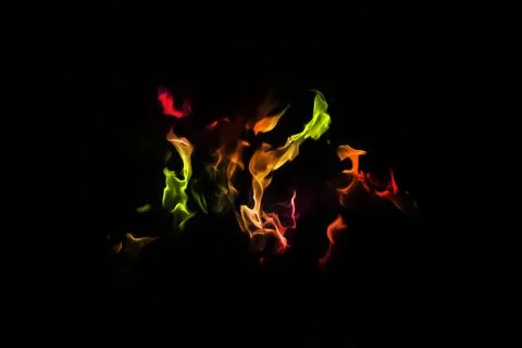 Colorful Fire Flames in The Dark Stock Photos