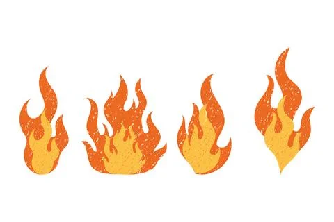 Colorful fire flames vector with chalk crayon texture Stock Illustration