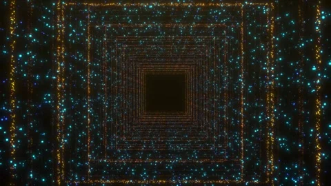 Colorful fire tunnel in square shape, futuristic abstract background Stock Footage 308148436