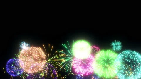 Colorful fire works particle effect animation Stock-Footage 207932004