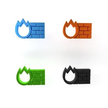 Colorful Firewall, security wall icon isolated on white background. Minimal.. 스톡 일러스트