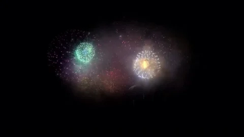 Colorful Firework with black background Stock Footage 145517856