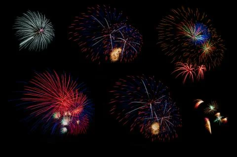 Colorful Firework on Black Background Stock Photos