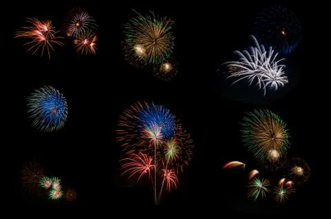 Colorful Firework on Black Background Foto stock