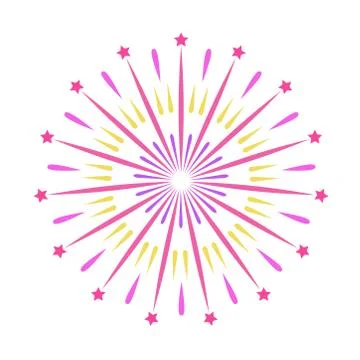 Colorful firework. Celebration fire firework, christmas pyrotechnics firecrac Stock Illustration