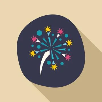 Colorful firework exploding flat long shadow design icon Stockillustratie
