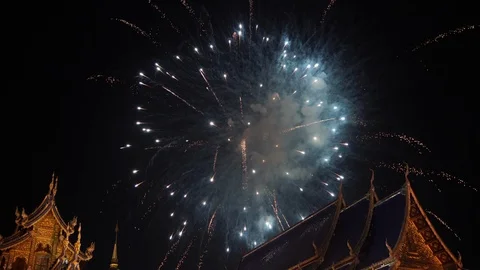 Colorful Firework lights in the night sky . 6 스톡 동영상 104903767