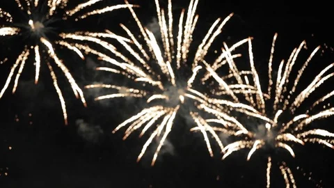 Colorful Firework lights in the night sky. Fireworks show. Pyrotechnics. Bokeh  Stock Footage 105303377