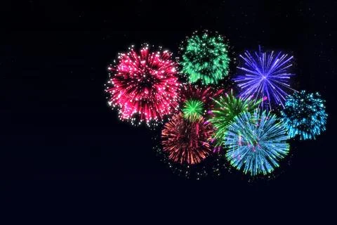 Colorful firework on midnight blue sky Stock Illustration
