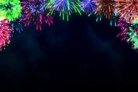 Colorful firework on midnight blue sky Stock Illustration