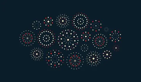 Colorful firework pattern for greeting card, oriental cartoon graphic style Stock Illustration