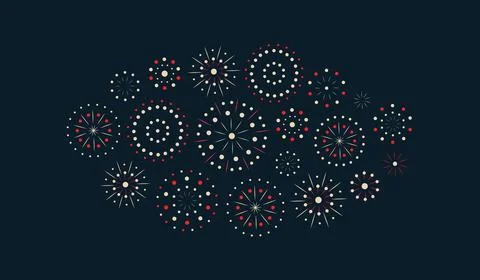 Colorful firework pattern for greeting card, oriental cartoon graphic style Illustrazione stock