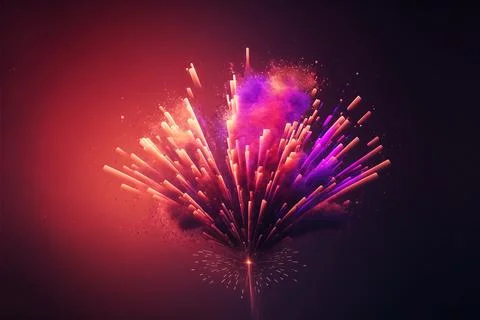 Colorful firework on red background Illustrazione stock