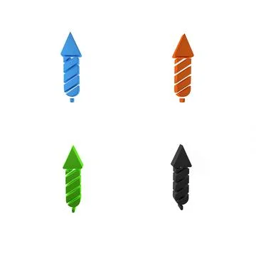 Colorful Firework rocket icon isolated on white background. Concept of fun .. Stock Illustration