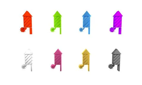 Colorful Firework rocket icon isolated on white background. Concept of fun .. Stockillustratie