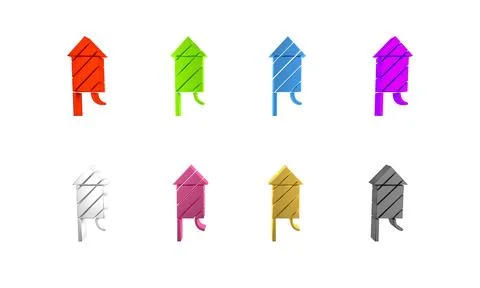 Colorful Firework rocket icon isolated on white background. Concept of fun .. Stockillustratie