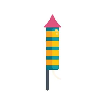 Colorful firework rocket standing on the ground Stock Illustration