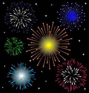 Colorful Firework vector set Stock Illustration