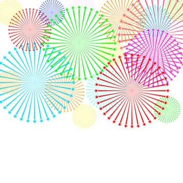 Colorful firework on white background. Vector illustration. Stock Illustration